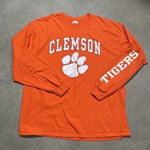 Men’s Clemson Tigers Long Sleeve Cotton Tee 2XL Tshirt Orange Ultra Soft